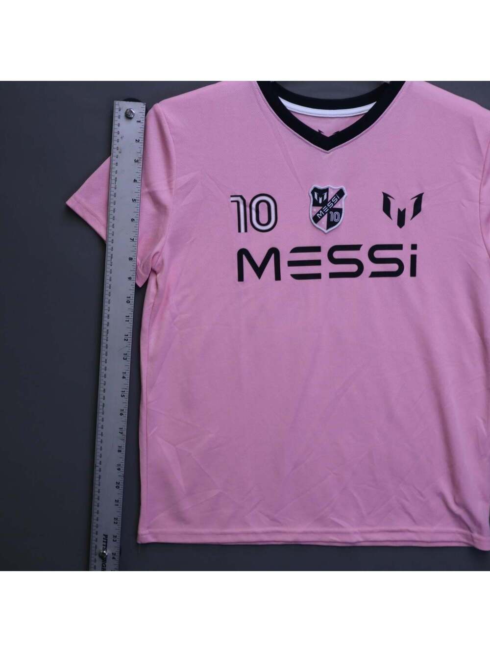 Lionel Messi Collection #10 Pink Inter Miami Style Soccer Jersey & Shorts Set L - Picture 6 of 9